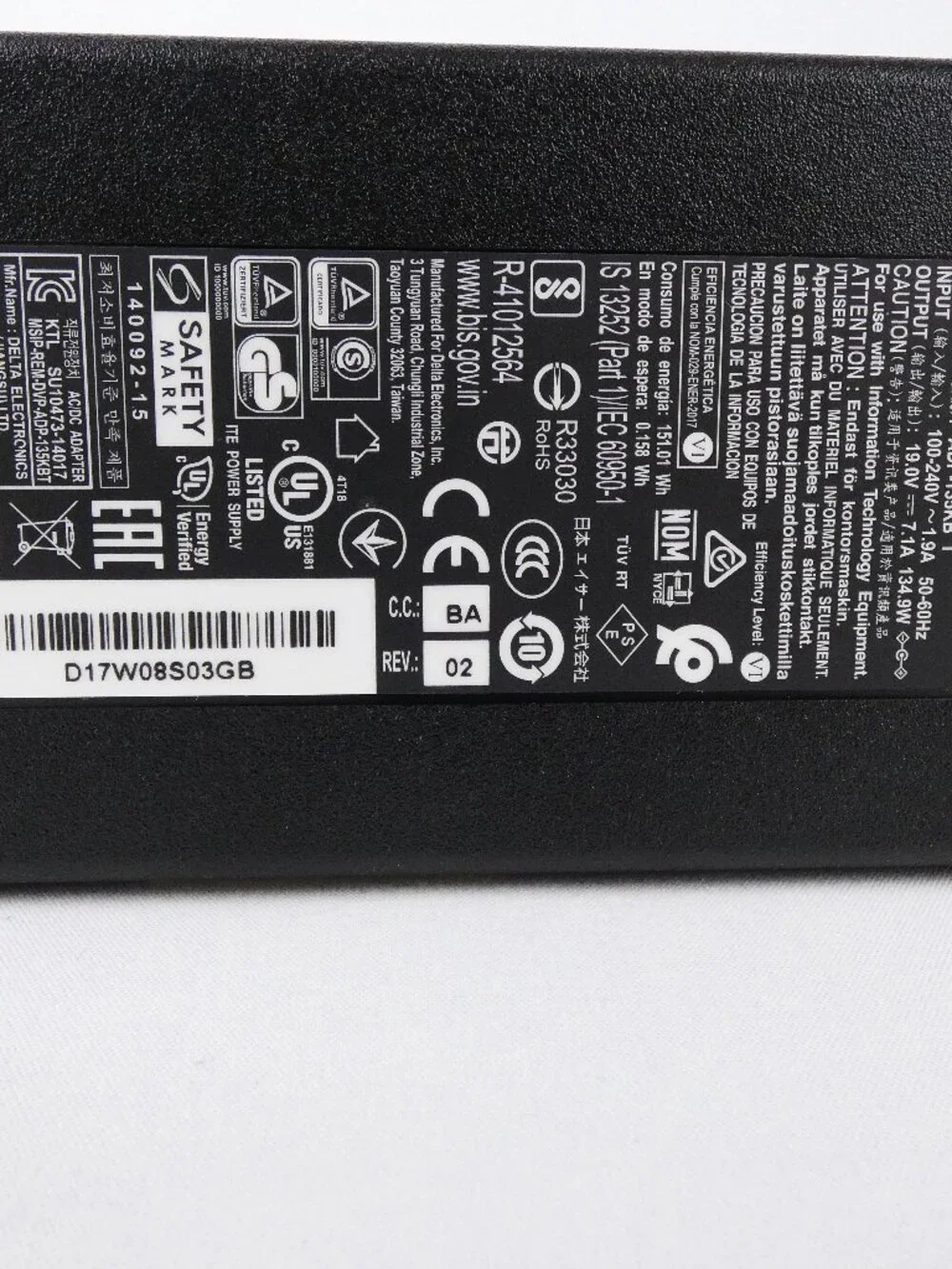 Acer Aspire Charger VX15 VX5-591G Series Delta 19V 7.1A 135W ADP-135KB T OEM